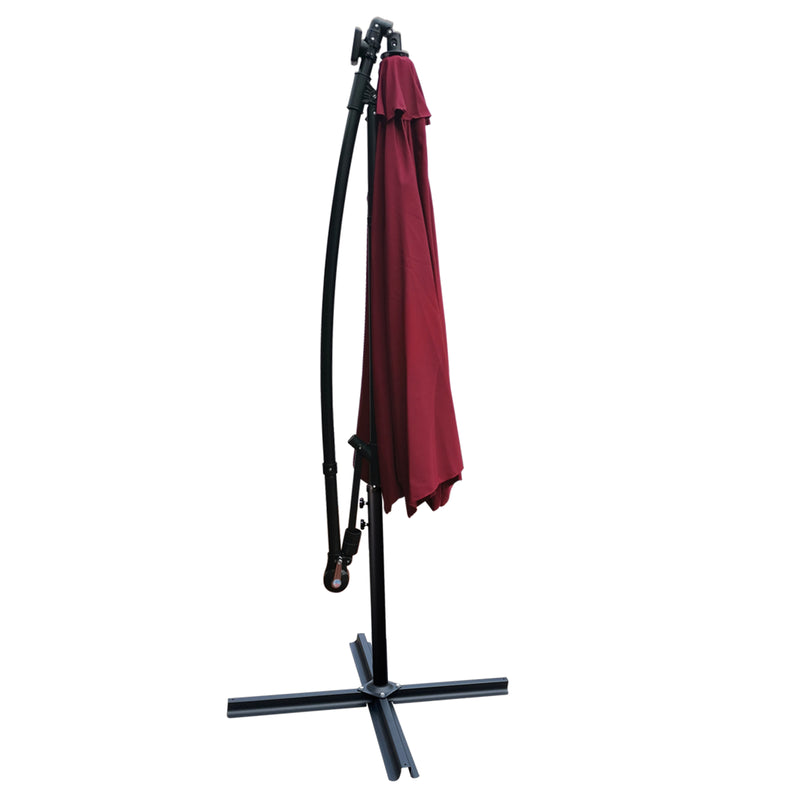 10 ft Outdoor Patio Umbrella Solar Powered LED Lighted Sun Shade Market Waterproof 8 Ribs Umbrella with Crank and Cross Base for