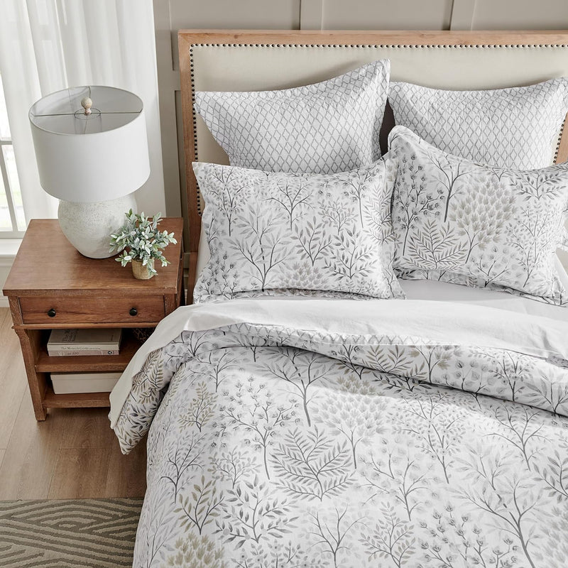 - English Forest Duvet Cover Set - Full/Queen Duvet Cover (90 X 94In.) + Two Standard Pillow Cases (26 X 20In.) - Leaves -