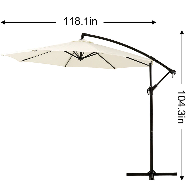 VECELO 9.8Ft Offset Patio Umbrella Offset Hanging Cantilever Patio Outdoor Market Umbrella Upf50+ Uv Protection