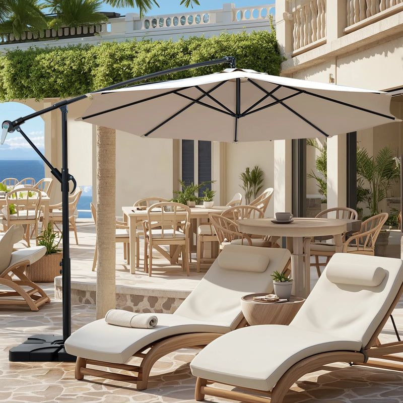 VECELO 9.8Ft Offset Patio Umbrella Offset Hanging Cantilever Patio Outdoor Market Umbrella Upf50+ Uv Protection