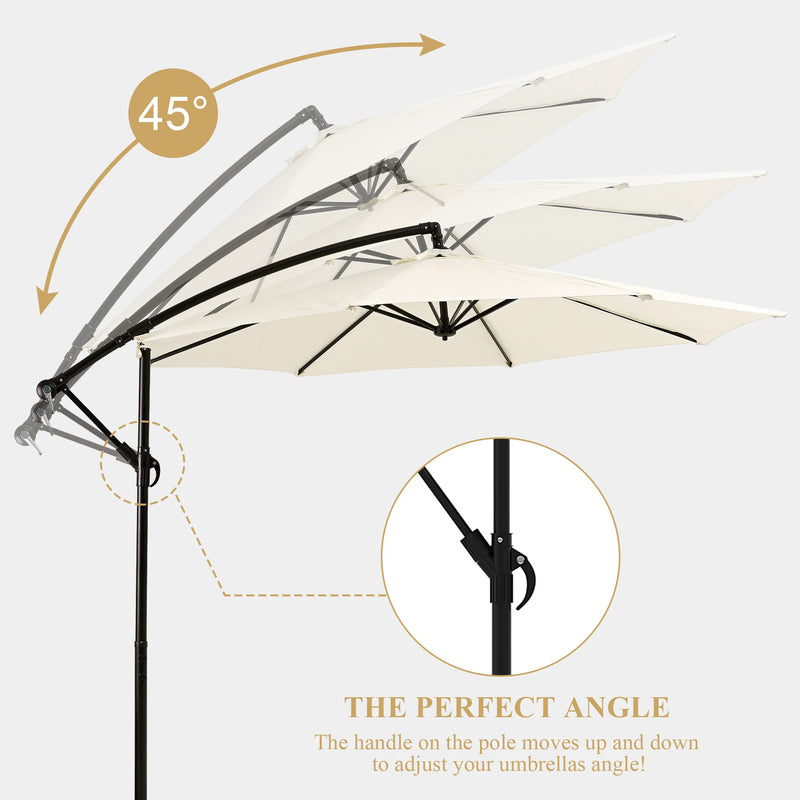 VECELO 9.8Ft Offset Patio Umbrella Offset Hanging Cantilever Patio Outdoor Market Umbrella Upf50+ Uv Protection