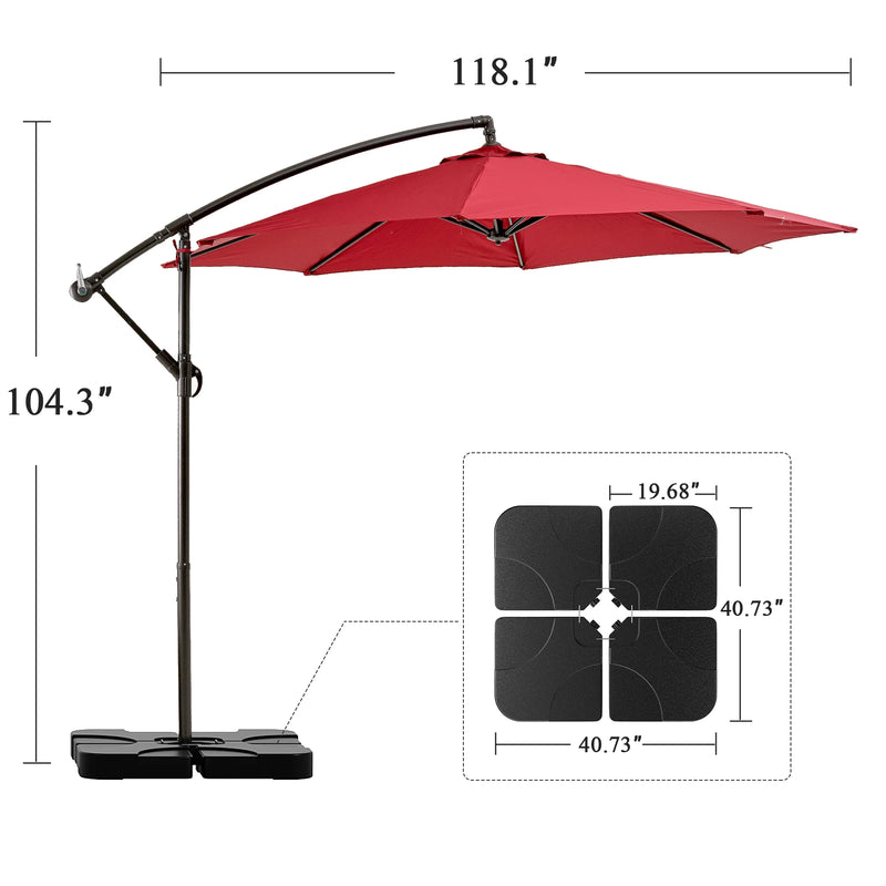 VECELO 9.8Ft Offset Patio Umbrella Offset Hanging Cantilever Patio Outdoor Market Umbrella Upf50+ Uv Protection