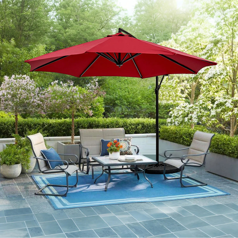 VECELO 9.8Ft Offset Patio Umbrella Offset Hanging Cantilever Patio Outdoor Market Umbrella Upf50+ Uv Protection