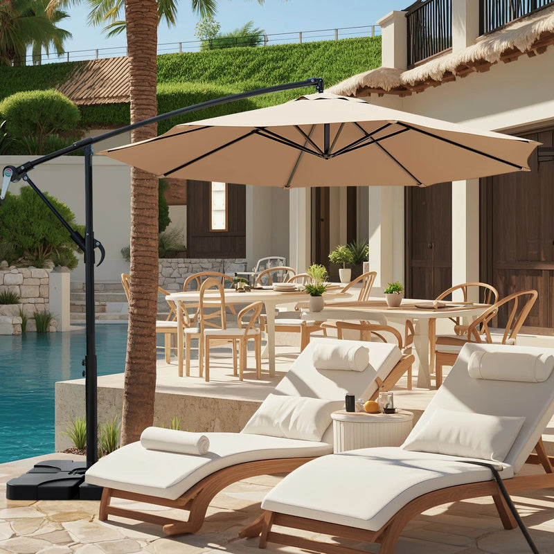 VECELO 9.8Ft Offset Patio Umbrella Offset Hanging Cantilever Patio Outdoor Market Umbrella Upf50+ Uv Protection