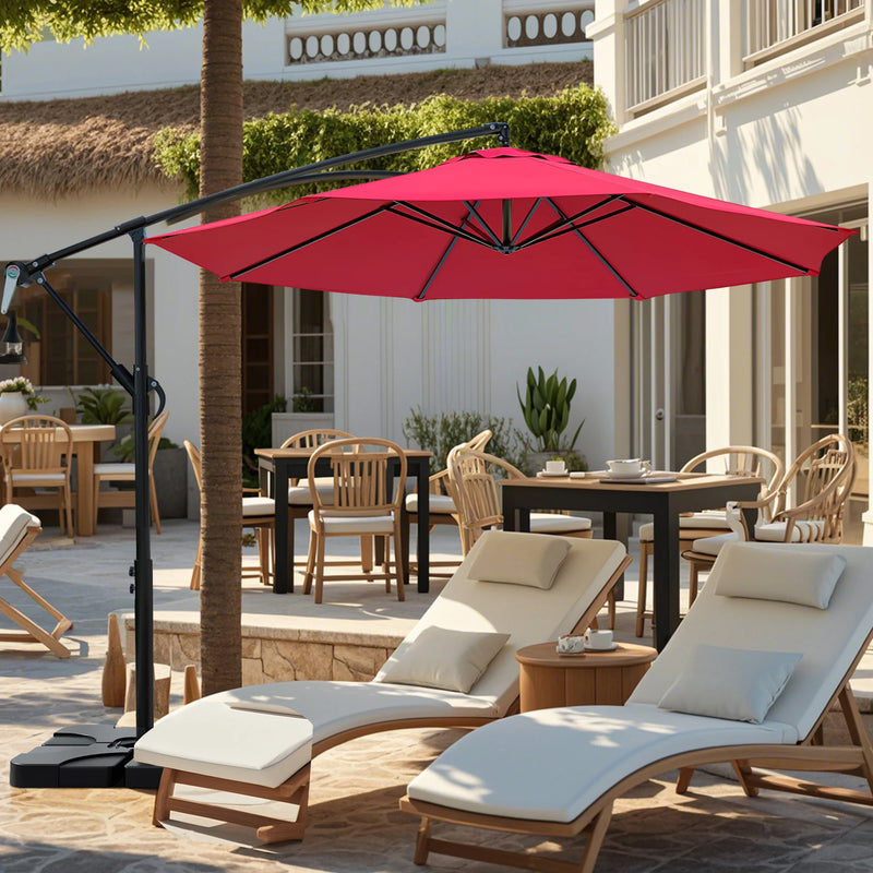 VECELO 9.8Ft Offset Patio Umbrella Offset Hanging Cantilever Patio Outdoor Market Umbrella Upf50+ Uv Protection