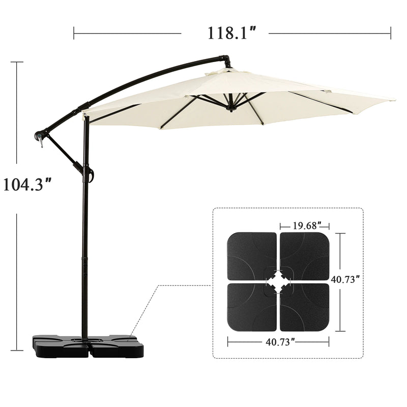 VECELO 9.8Ft Offset Patio Umbrella Offset Hanging Cantilever Patio Outdoor Market Umbrella Upf50+ Uv Protection