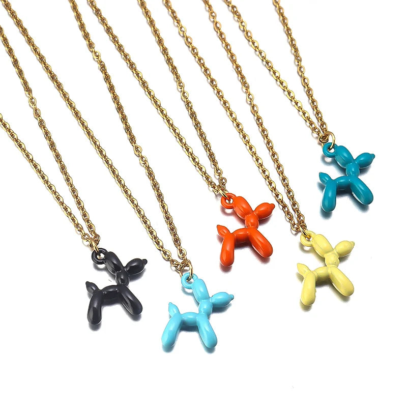 2023 New Cute Golden Balloon Dog Puppy Dangle Earrings For Women Cartoon Drop Dangle Hoop Earring Set Aesthetic Ear Jewelry