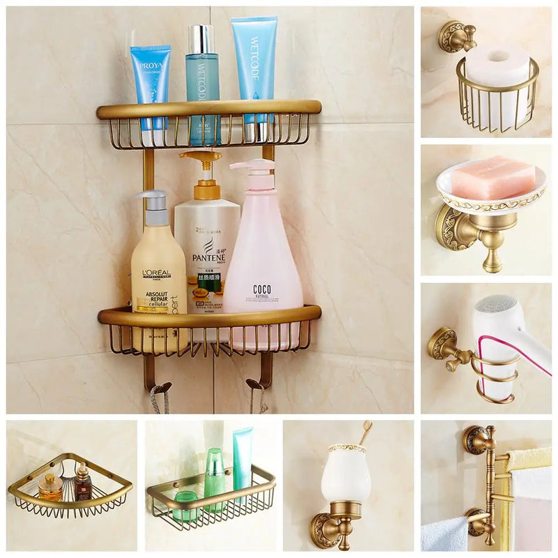 Bathroom Accessories Antique Bronze Towel Shelf Toilet Paper Holder Soap Holder Towel Rack Tumble Holder Antique Bronze ELF4001