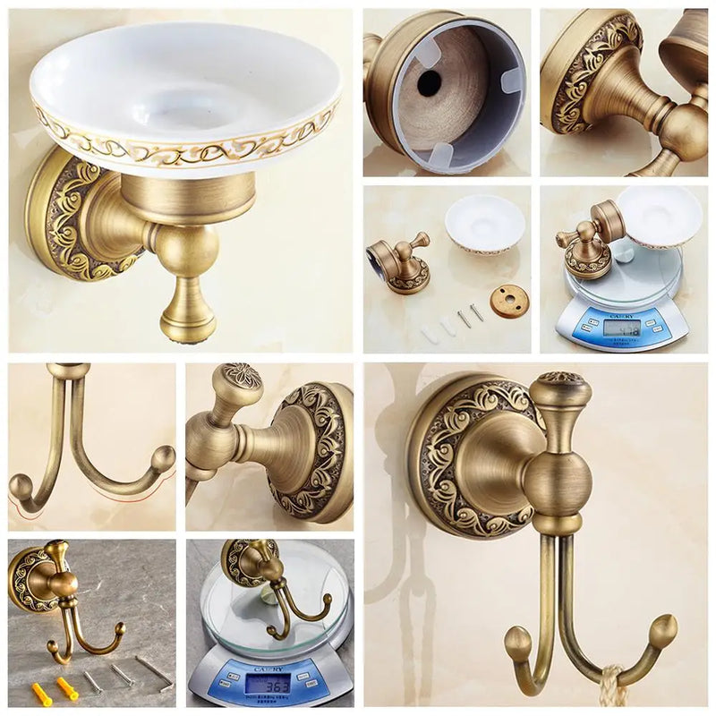 Bathroom Accessories Antique Bronze Towel Shelf Toilet Paper Holder Soap Holder Towel Rack Tumble Holder Antique Bronze ELF4001