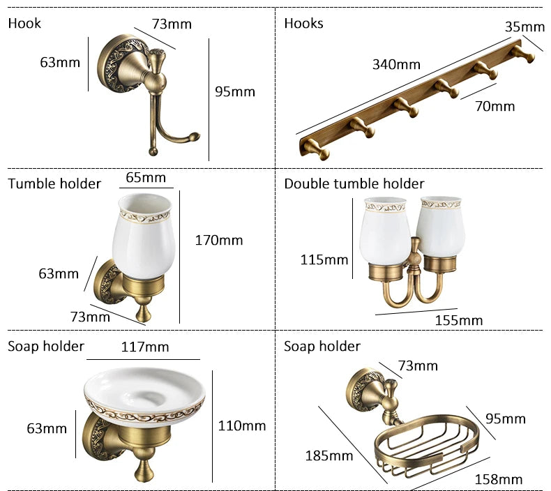 Bathroom Accessories Antique Bronze Towel Shelf Toilet Paper Holder Soap Holder Towel Rack Tumble Holder Antique Bronze ELF4001