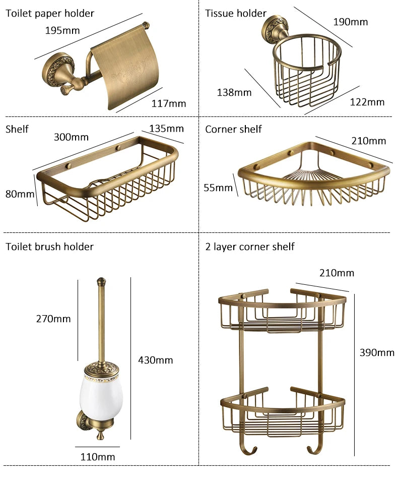 Bathroom Accessories Antique Bronze Towel Shelf Toilet Paper Holder Soap Holder Towel Rack Tumble Holder Antique Bronze ELF4001