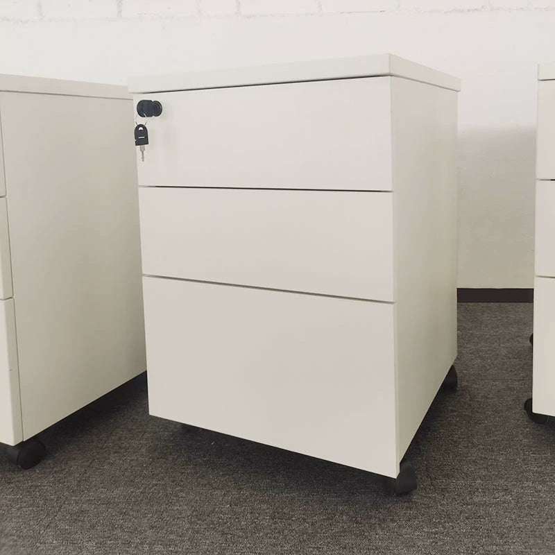 Solid Wood Simplicity Modern White Activity with Lock Small Mobile Cabinet