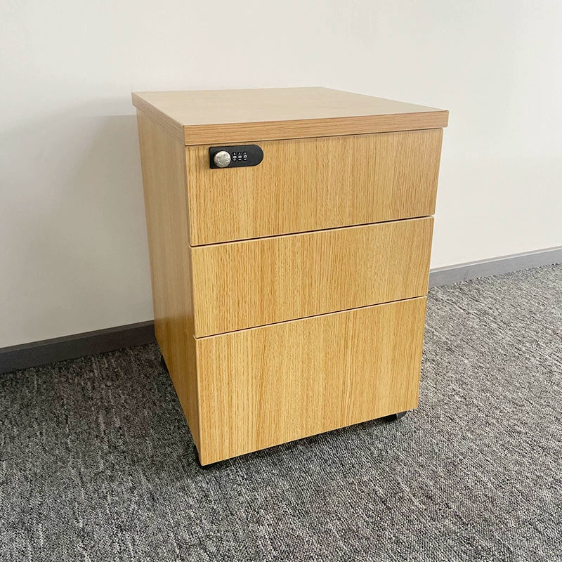 Solid Wood Simplicity Modern White Activity with Lock Small Mobile Cabinet