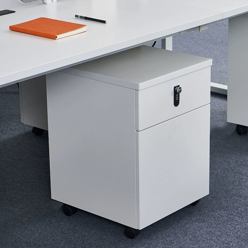 Solid Wood Simplicity Modern White Activity with Lock Small Mobile Cabinet