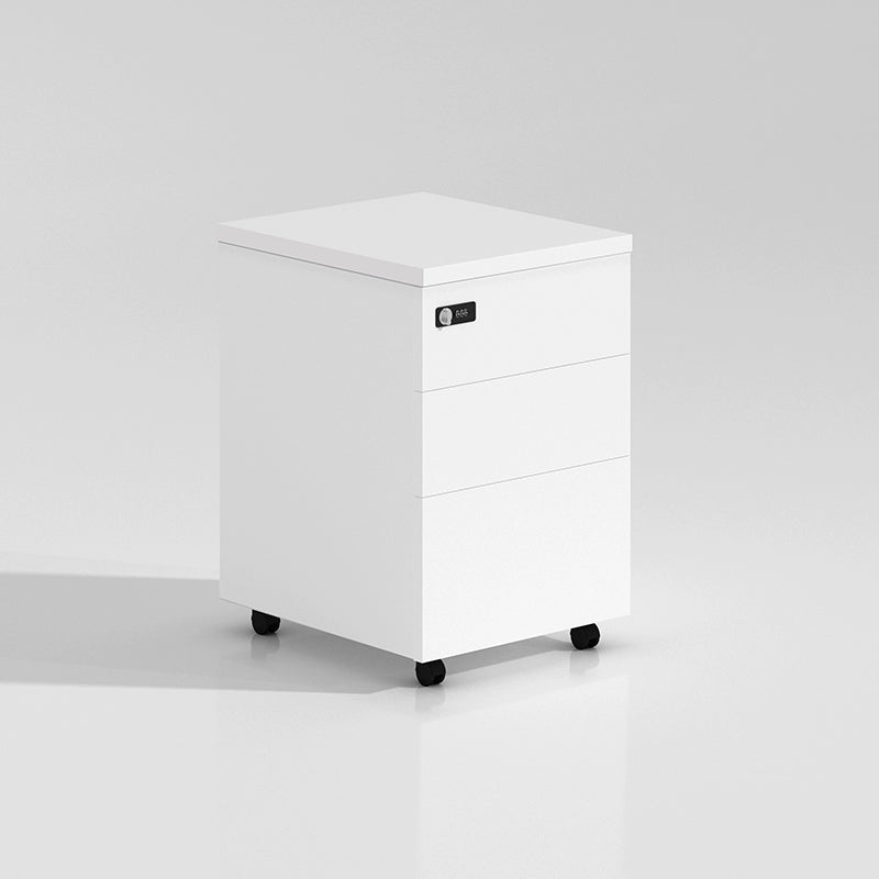 Solid Wood Simplicity Modern White Activity with Lock Small Mobile Cabinet