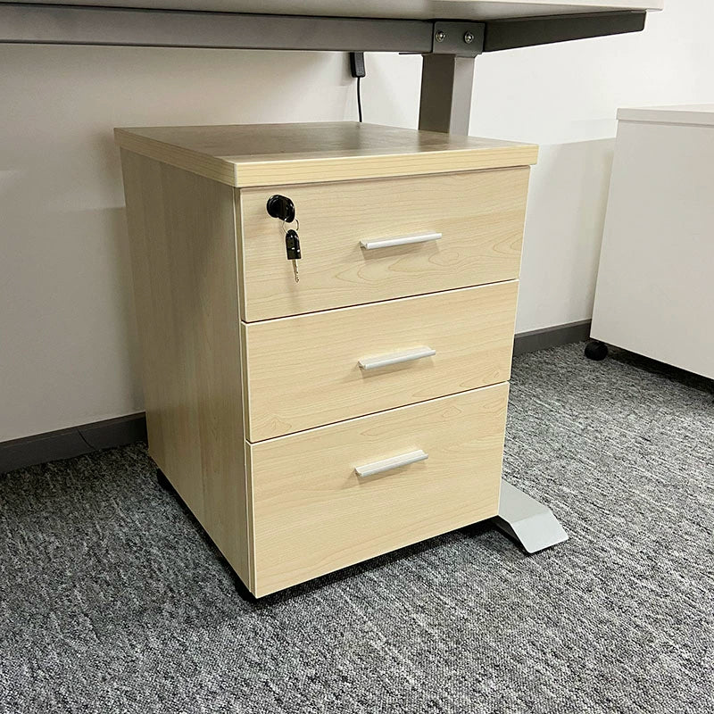 Solid Wood Simplicity Modern White Activity with Lock Small Mobile Cabinet