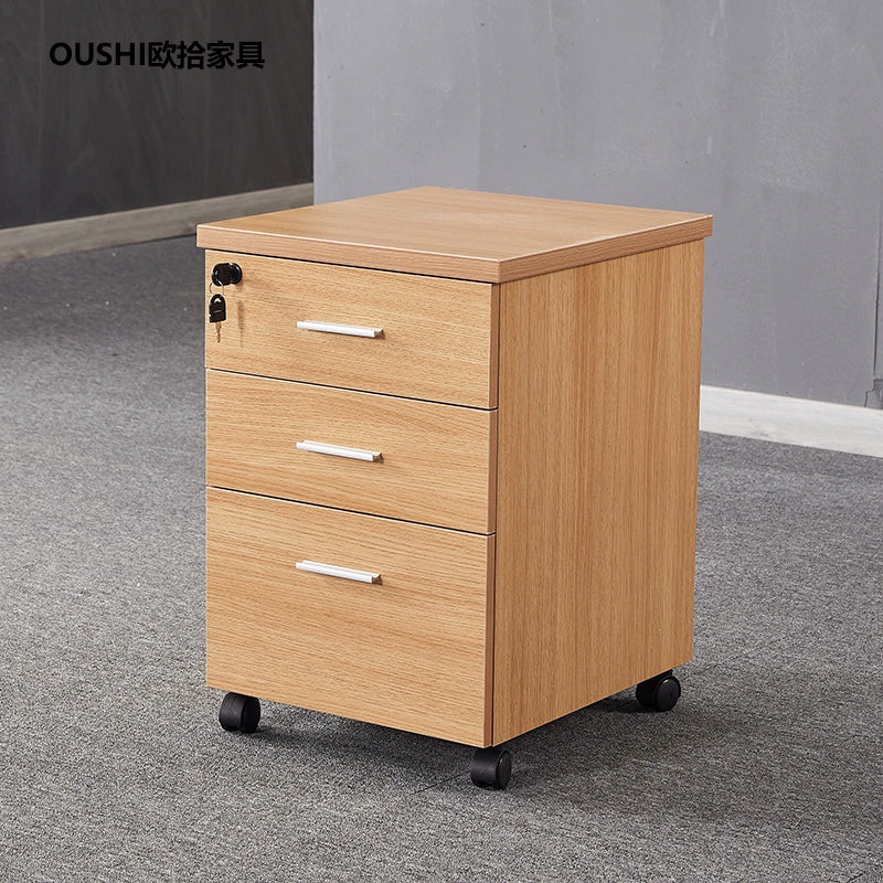 Solid Wood Simplicity Modern White Activity with Lock Small Mobile Cabinet