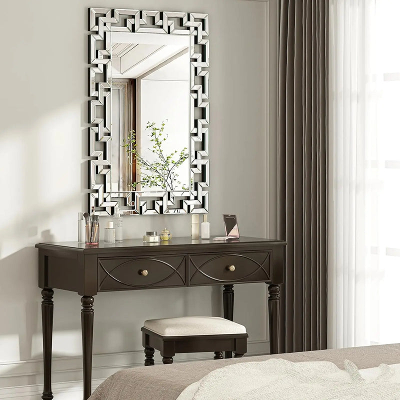 40 Inch Art Decor Wall Mirrors Large Grecian Venetian Mirror Vanity Sliver for Hotel Home Beveled Edge Accent Mirror