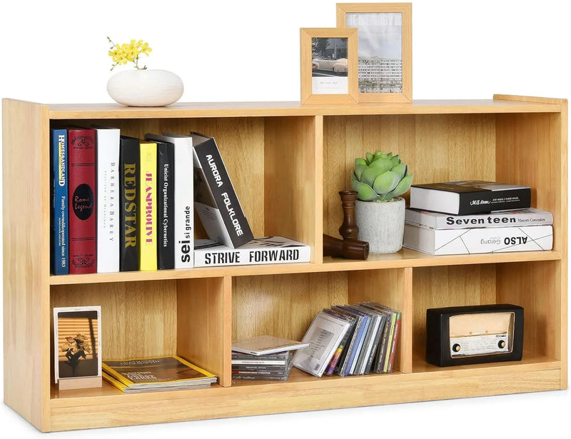 5 Cube Bookcase, 2 Tier Wooden Storage Open Bookshelf, Multipurpose Display Storage Cabinet for Living Room, Bedroom