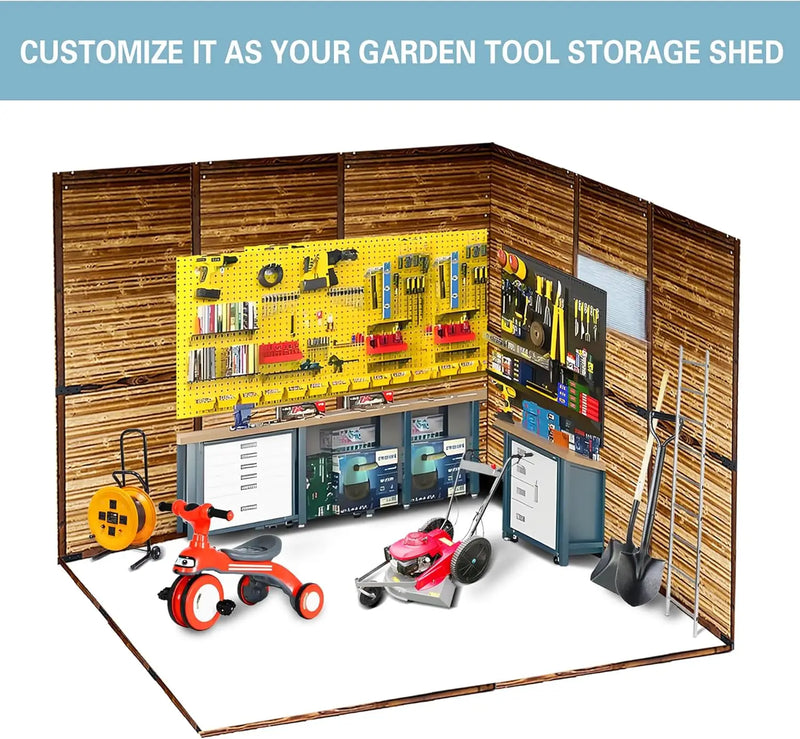 8x8 FT Wood Outdoor Storage Sheds Utility and Tool Garden Shed, Waterproof Storage Shed Large with Doors 8' x 8' Storage Shed
