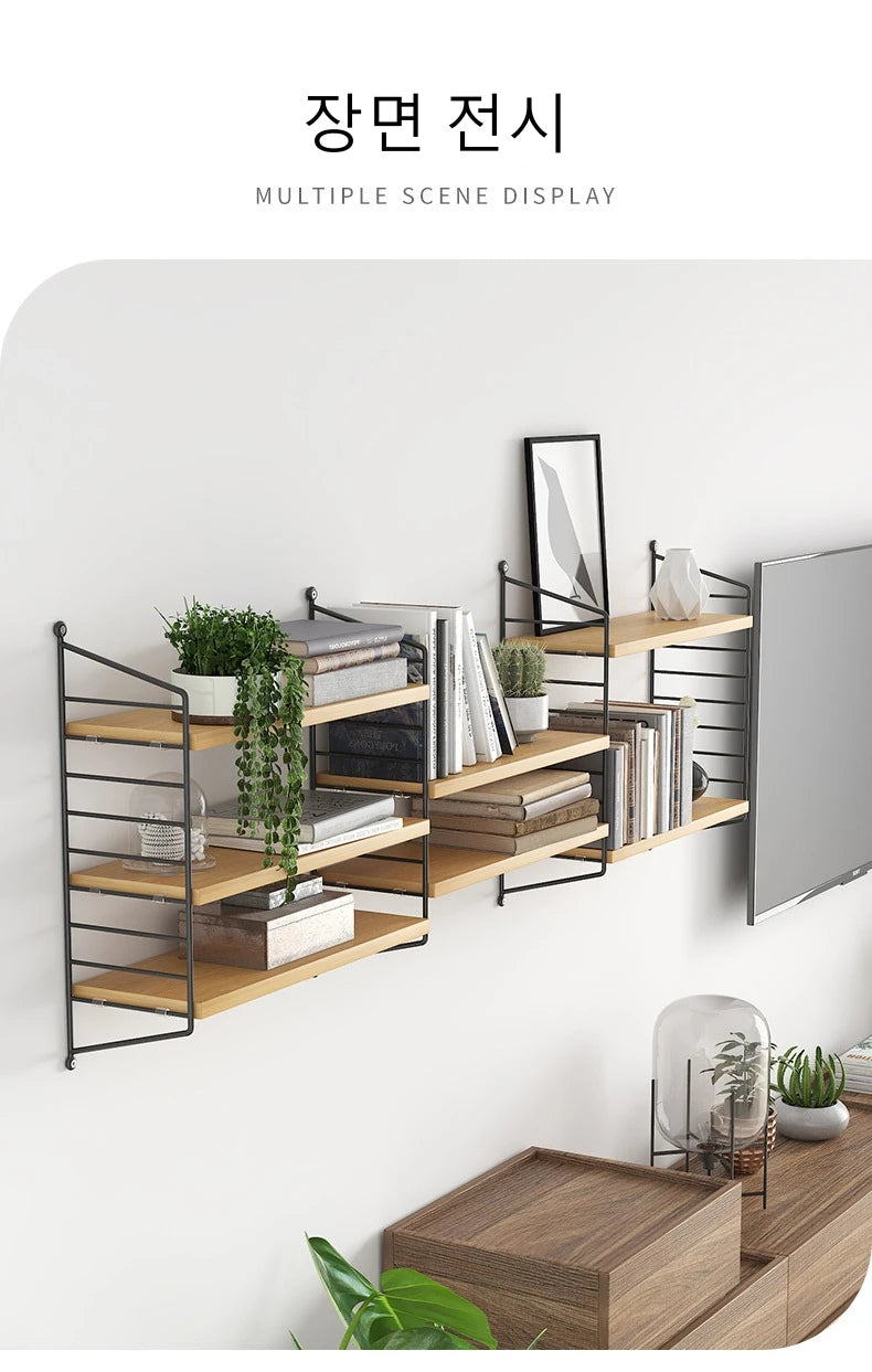 Wall Mounted Shelves Iron art Wood Hanging Book Shelf For Living Room Bedroom Storage Basket Wall Decoration Rack Doll Organizer