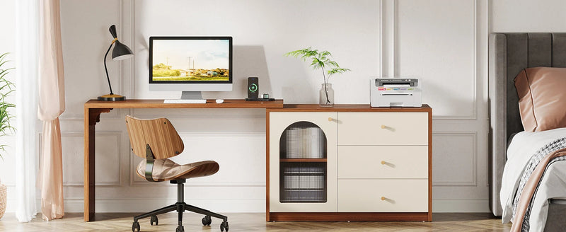 Tribesigns L Shaped Computer Desk with Drawers, Modern Corner Home Office Desk with Reversible Storage Cabinet, Long Study Desk