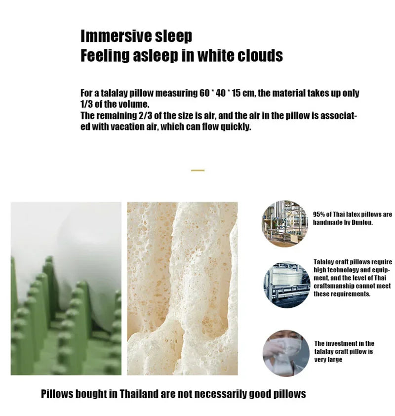 100% Pure Natural Latex Pillow for Neck Pain Relieve Sleep Orthopedic Pillows Comfortable Breathable Cervical Health Care Pillow