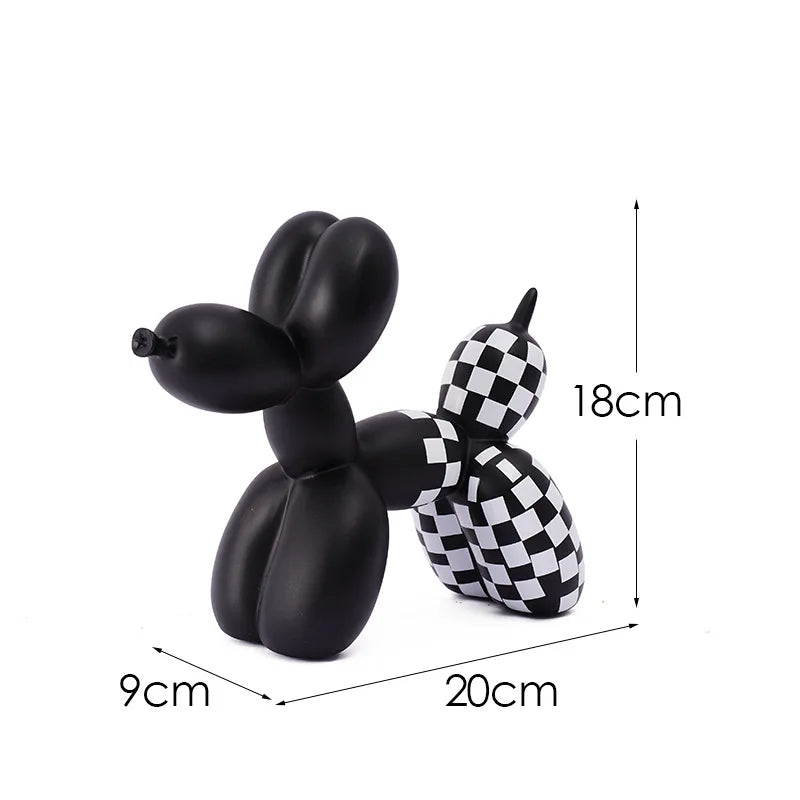 Vilead Plaid Balloon Dog Ornament INS Light Luxury Tabletop Shelf Living Room Home Office Decoration Accessories Modern Art Gift