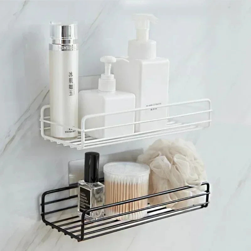 Bathroom Corner Triangle Shelf Wall Mounted Storage Shelves Shampoo Holder Cosmetic Rack Iron Shower Drain Basket Organizer