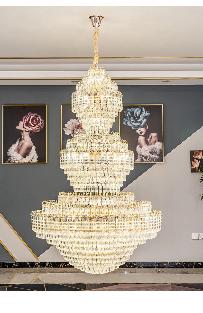 European Duplex Chandelier Luxury Hotel Lobby Loft Crystal Light Creative Personality Villa Living Room Stairwell Big Hanging, this Beauty ships from Europe, Arrival 29- 42 days