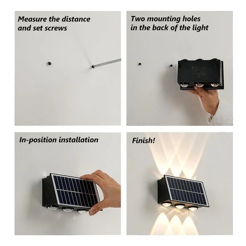 Solar LED Spotlight Outdoor Waterproof Upper Lower Lighting Porch Lights Solar Powered Streetlight for Balcony Courtyard Garden