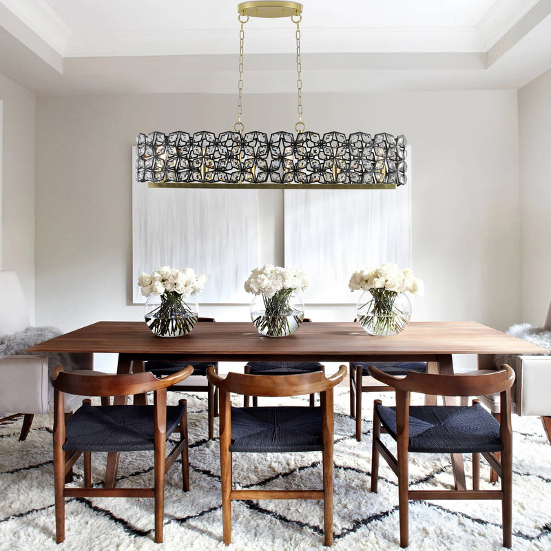 Modern Industrial Geometric Crystal Shade 6-Light Fixture for Dining Room,Living House,Home Foyer ,Kitchen Island Arrival 5-10 days