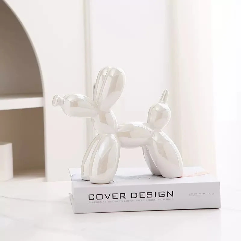 21cm Big Size Ceramic Balloon Dog Abstract Ornament Creative Sculpture Study Room Statue Home Office Accessories Decoration