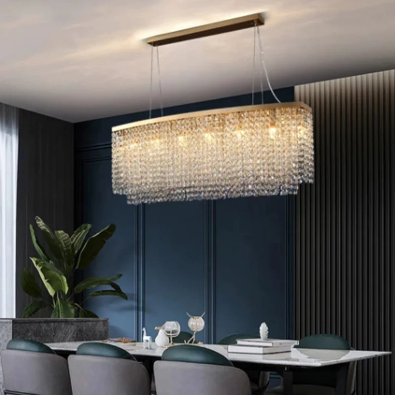 Luxury Crystal Brushes Chrome Gold Ceiling Chandeliers Hanging Lamps Lamp Gloss Home Decor Oval For Dining Table Arrival 8-12 days