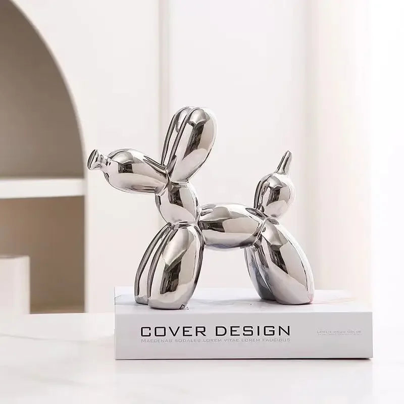 22cm Creative Balloon Dog Abstract Ceramic Ornament Sculpture Study Room Statue Home Office Accessories Decoration Gift