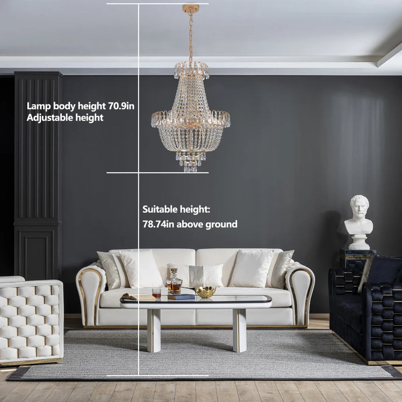 Modern Gold Crystal Chandelier - Elegant Ceiling Light for Home Décor Arrival 5-10 days