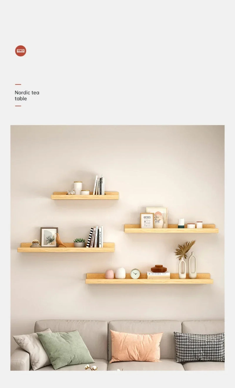 Wall Wood Floating Shelves Display Rack Wall Partition Laminate Hanging Hole-free Storage Shelf Home Closet Bathroom Organizer