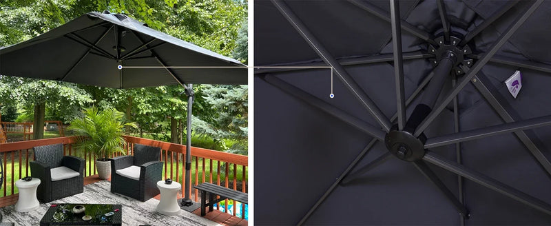 9'X11.5'Patio Umbrella Outdoor Cantilever Rectangle Umbrella Aluminum Offset Umbrella with 360-degree Rotation patio