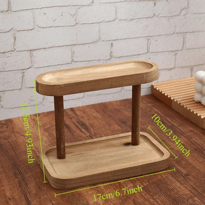 Double Layer Wooden Desktop Storage Set - Suitable for Jewelry, Cosmetics, Stationery, Desktop Multifunctional Storage Rack