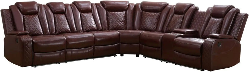 Recliner, Recliner Sofa Sectional Sofa, Air Leather Reclining Corner Sectional Sofa Set, Cup Holder, Storage Console, Sofa