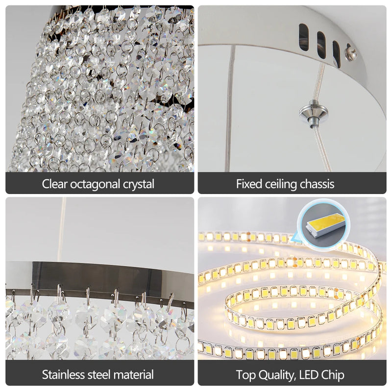 15.7-inch Fancy hanging ceiling lamps luxury modern pendant light crystal chandelier,Polished chrome finish Arrival 6-10 days