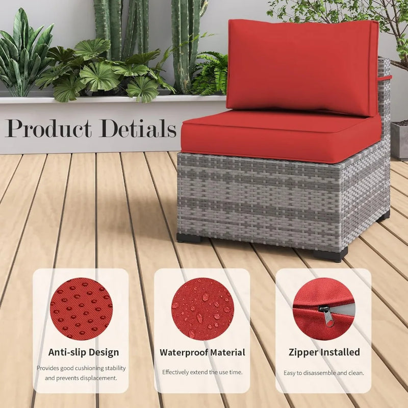 Patio Furniture Set, Outdoor Patio Furniture Wicker Furniture, 7-Pieces Outdoor Sectional Sofa with Patio Furniture Cover