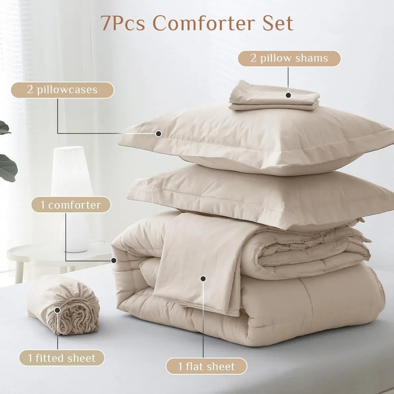 JOLLYVOGUE California King Comforter Set, Ultra-Soft Cal King Comforter Set, California King Size Comforter Set, Goose Down Alte