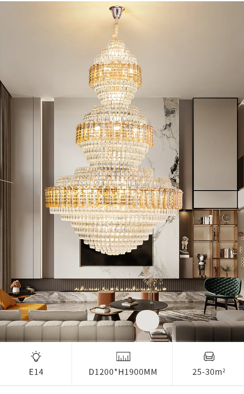 European Duplex Chandelier Luxury Hotel Lobby Loft Crystal Light Creative Personality Villa Living Room Stairwell Big Hanging, this Beauty ships from Europe, Arrival 29- 42 days