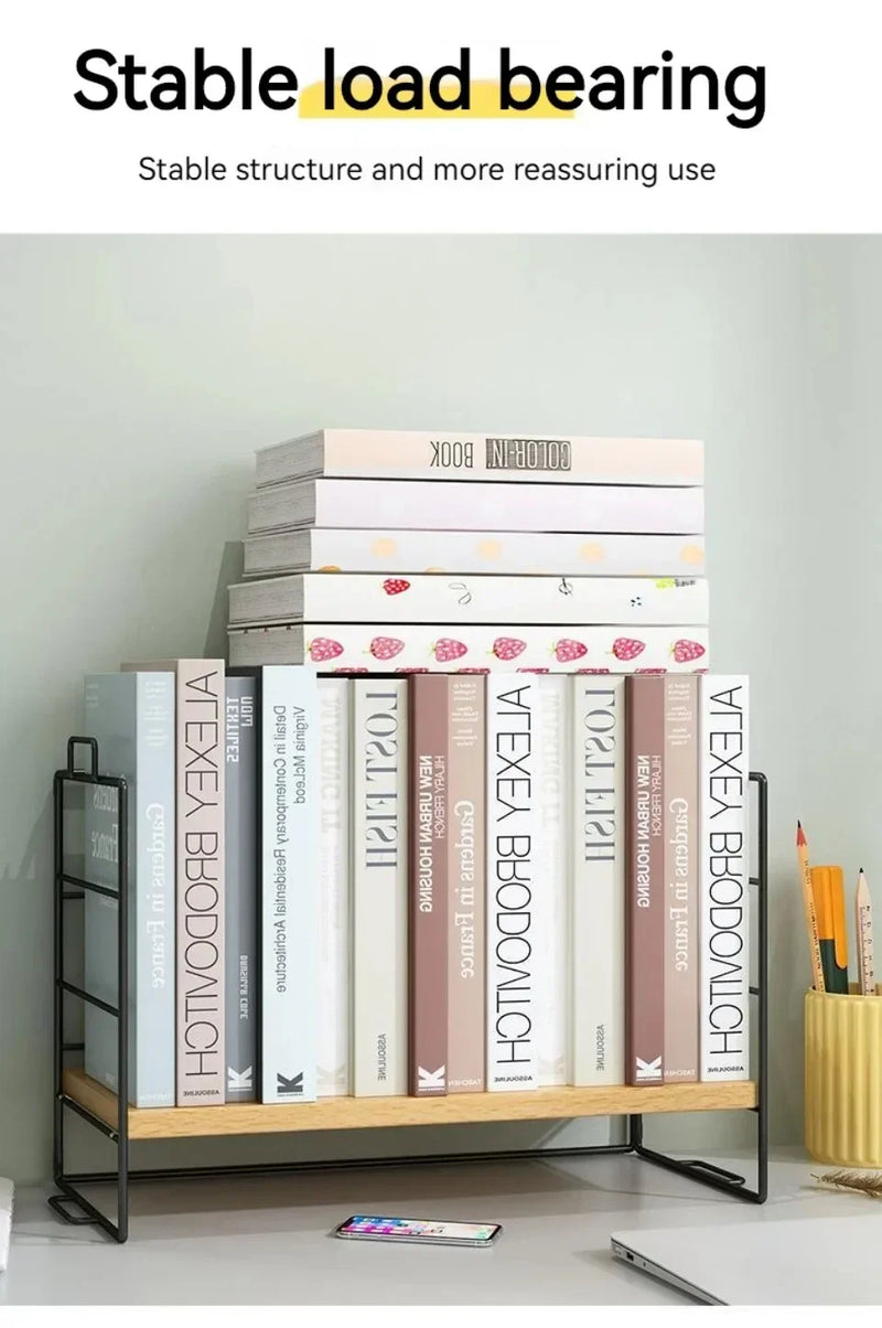 Desktop Bookshelf Organizer Multi-Layer Storage Rack Wooden Flower Shelf Kitchen Organizer Save Space Bedroom Makeup Stand Rack