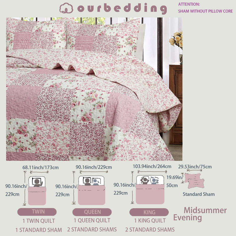 Spliced Quilt Set, Pre-washed Fitted Sheet Quilt Cover, Flower Sea Design, Comfortable and Skin-friendly, Breathable and Soft