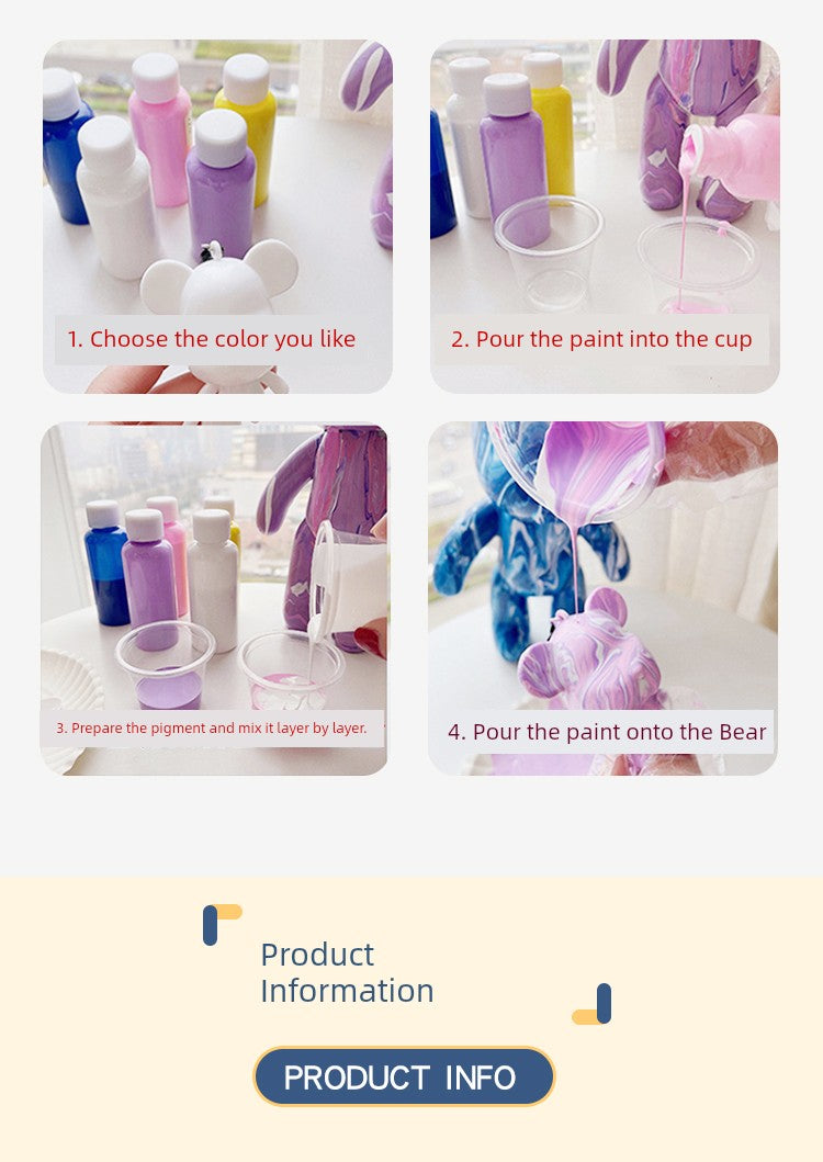 Fluid Bear Handmade DIY Keychain Fluid Rabbit Dragon Violent Bear Key Chain Small Pendant Mother's Day Event Gift