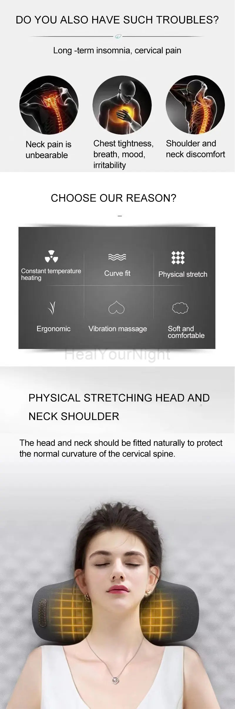Waist Pillow Bed Sleeping Waist Protection Pad Electric Massage Lying Flat Waist Pain Waist Support Heating Vibrating Sleep Pad