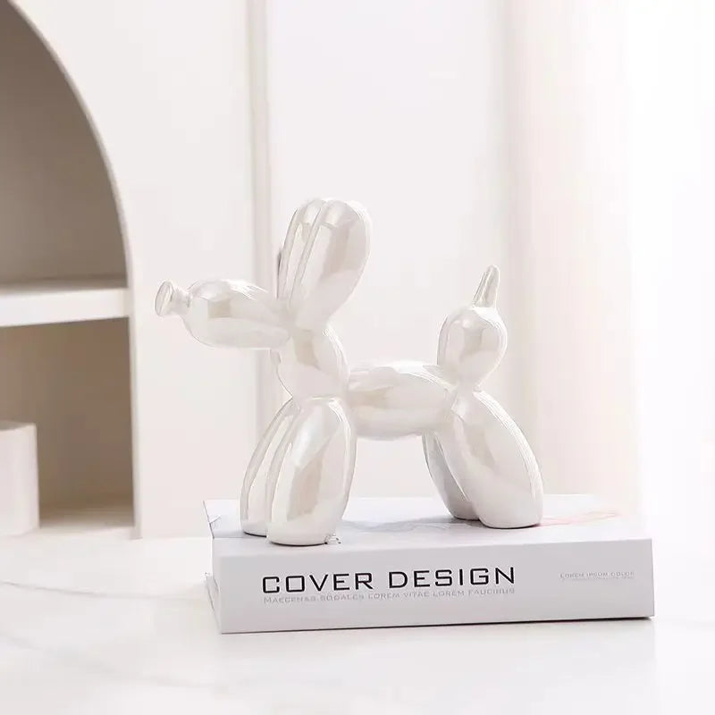 22cm Creative Balloon Dog Abstract Ceramic Ornament Sculpture Study Room Statue Home Office Accessories Decoration Gift
