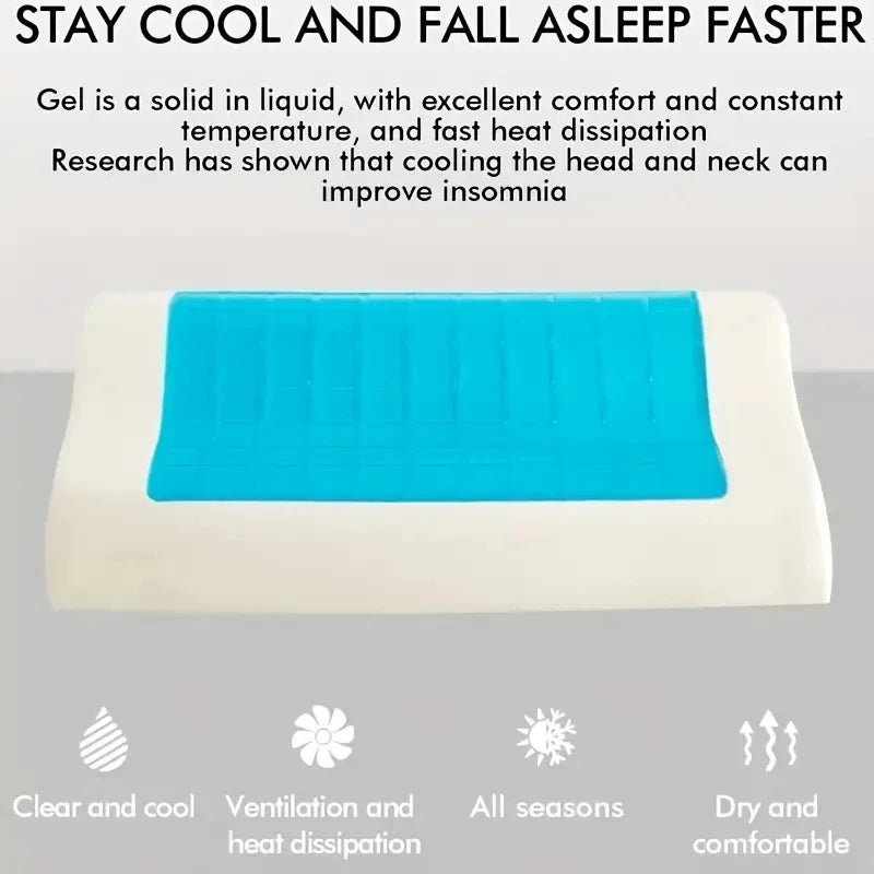 Gel Pillow Orthopedic Memory Foam Pillow 60x40cm Soft Summer Ice-cool Slow Rebound Sleep BedPillow With Pillowcase Health Care